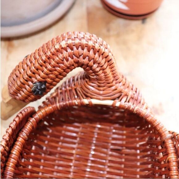 Vintage Wicker Swan Planter Basket Decoration Brown - Picture 4 of 9